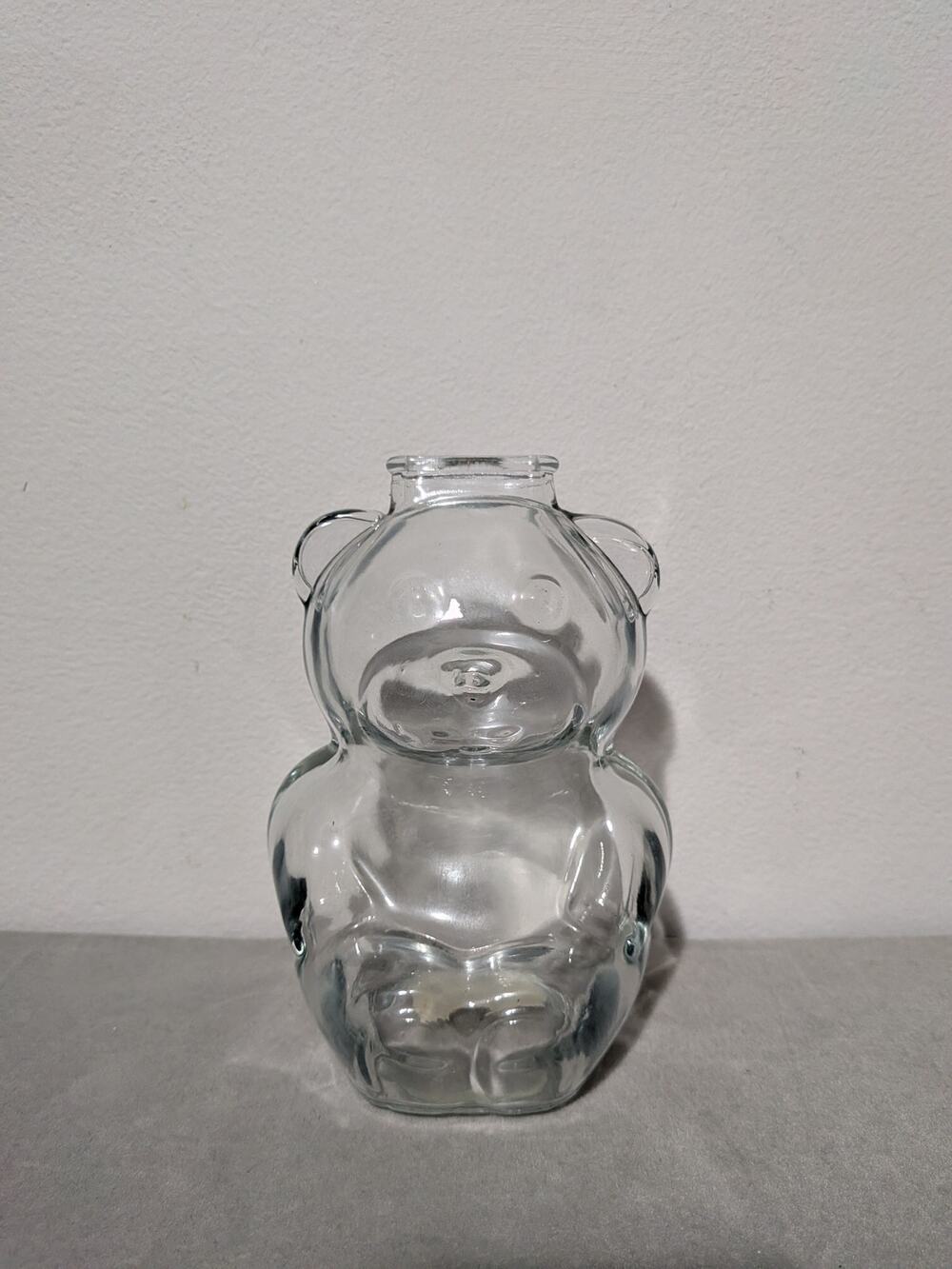 Vintage Anchor Hocking Clear Glass Teddy Bear Coin Bank 6" Mid Century Penny Jar